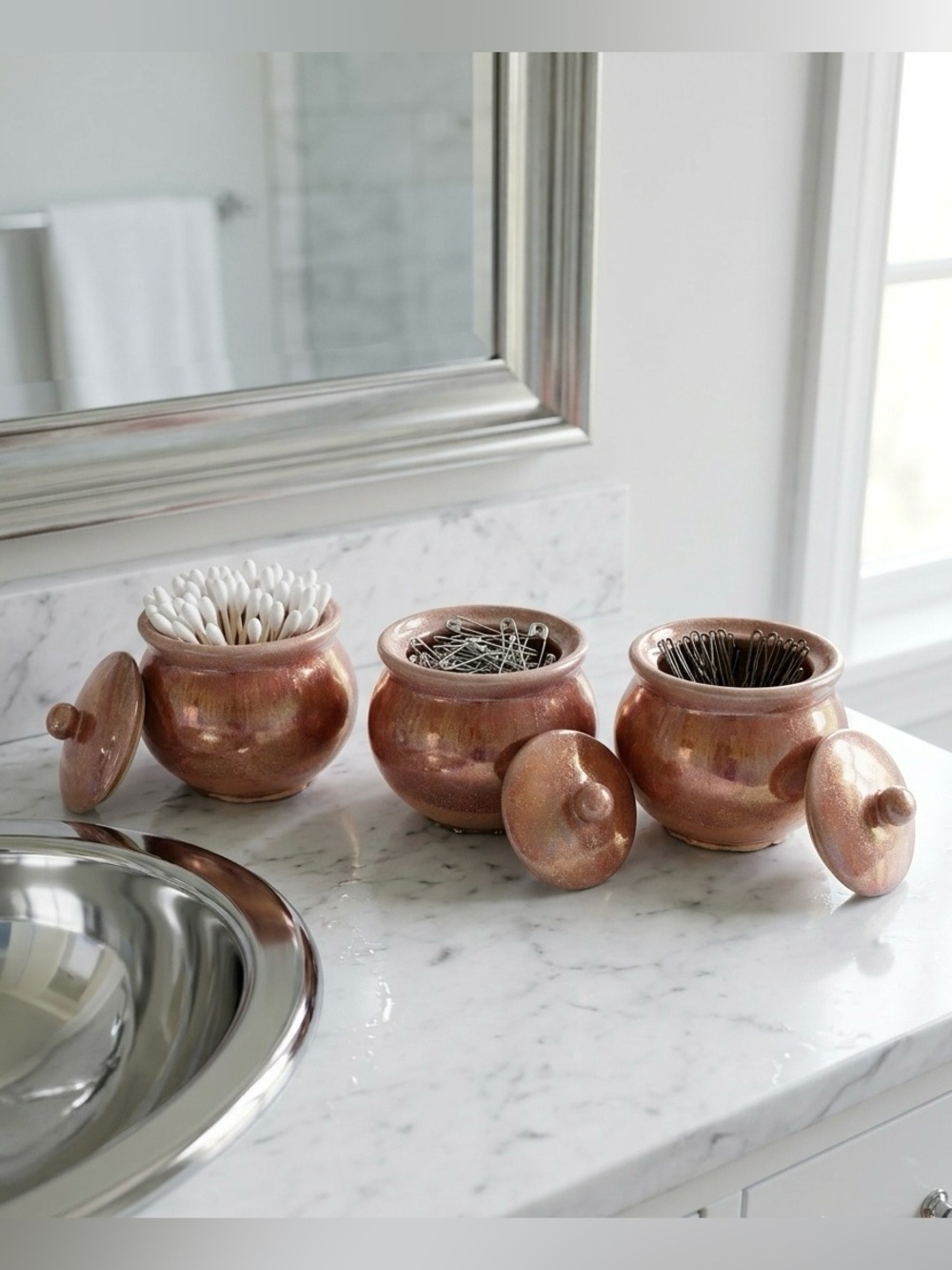 JAI’S DESIGNS Handcrafted Doodad Pots with lid- Set of 3